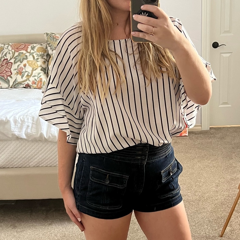 Black and White striped top.